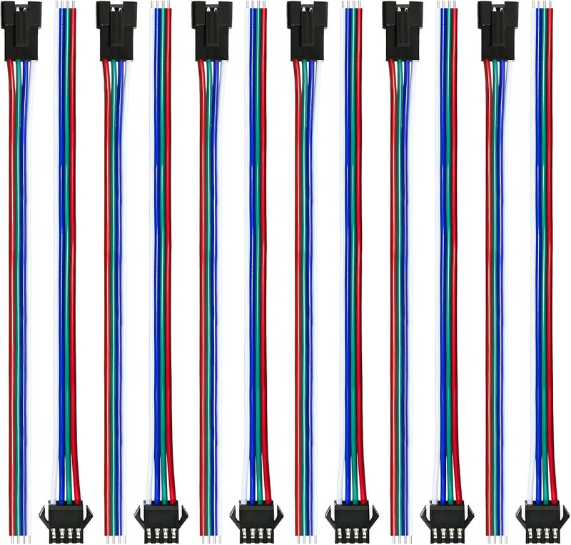 VISDOLL 30 Pairs JST SM 4 Pin Connectors Female/Male 20AWG Wire 15cm Cable LED Strip Connector for LED Strip RGB 5050 3528 WS2801 APA02 WS2813 WS2815 WS2801 - Image 1